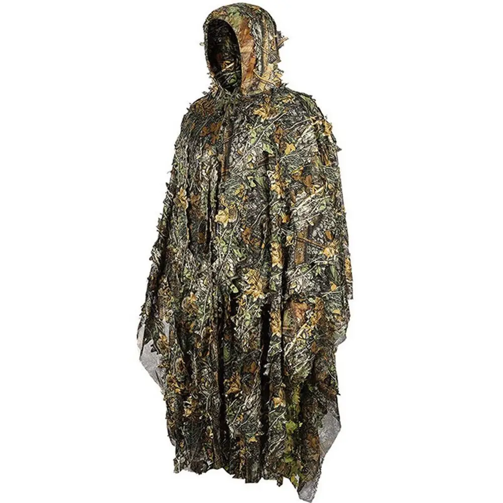 ghillie suit 3D Leaves Camouflage Tactical Gear Poncho Cloak Ghillie Suits for Hunting