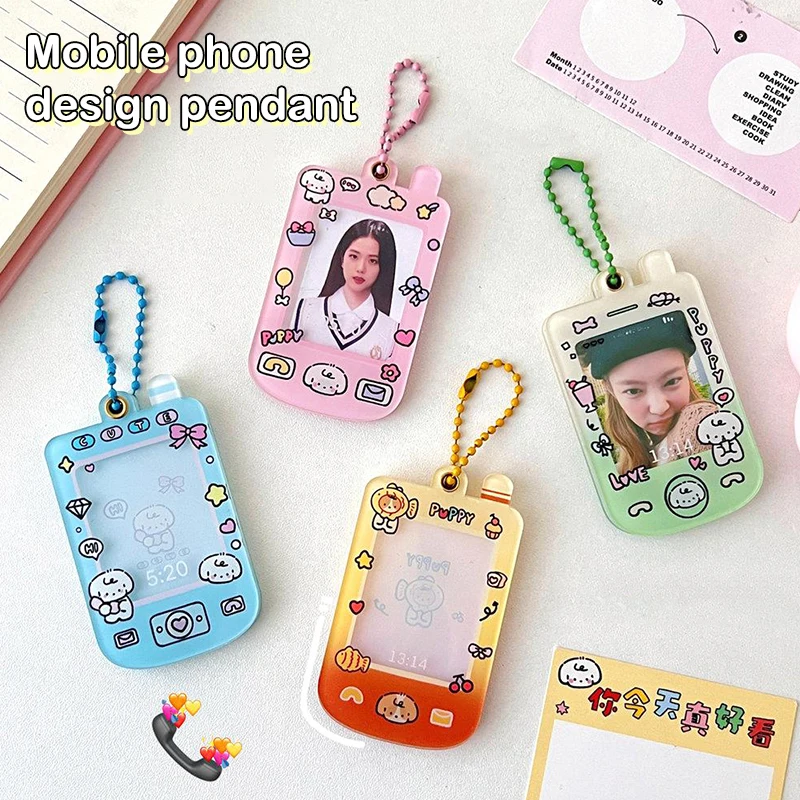 

Cartoon Photocard Holder Pendant Phone Shape Key Chain Charms Key Ring Car Bag Decor Christmas Gift