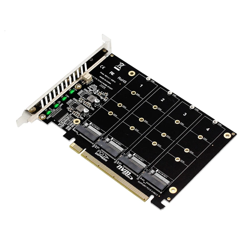 Cartão Raid Nvme Pci Express 4.0 X16 a Portas Adaptador de Cartão de Expansão Nvme 4x 32gbps M.2 Nvme Ssd m Chave Pci-e Split Card Riser Novo - Imagem 6