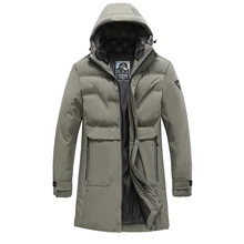 

High-end Gorgeous Autumn/winter Fashion Men Jacket Hooded Medium Length Cotton Padded Jacket Thickened Business Casual Men Wear