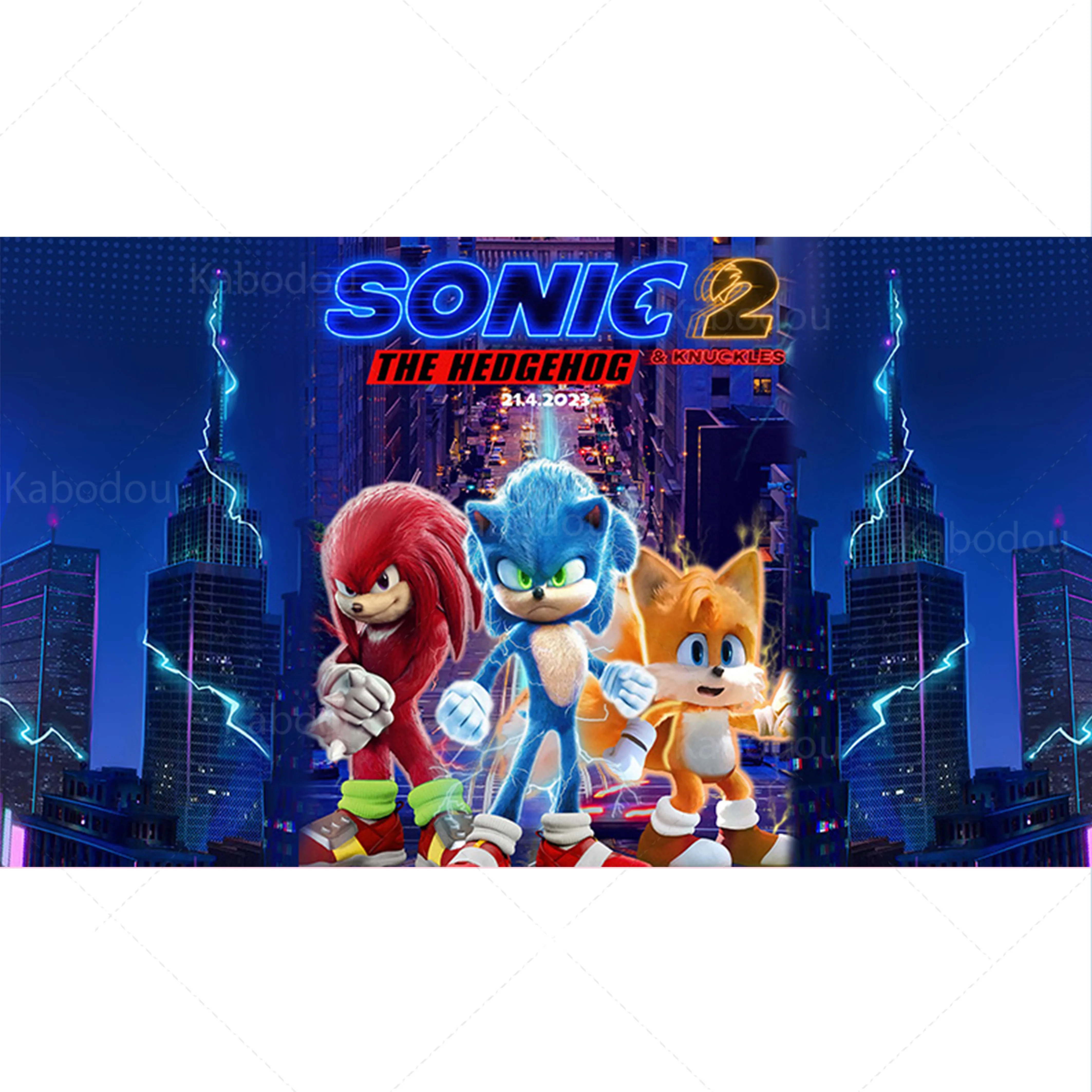 thumbnail image 1 of Fondo redondo de Sonic para decoración de fiesta de cumpleaños de niños, fondo de fotografía azul, cubierta cilíndrica para baby shower, accesorio de vinilo de poliéster, 1 of 4