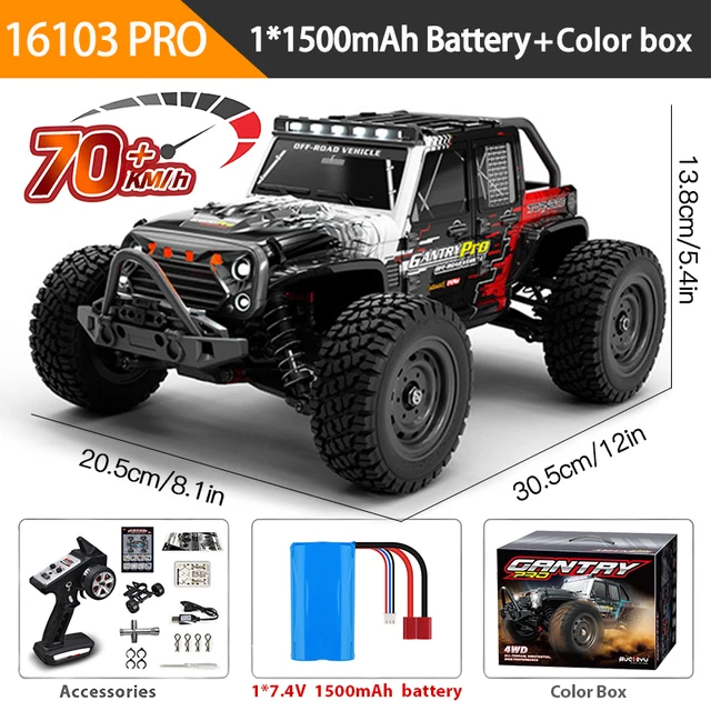 16103PRO 2.4GHz 70KM/H Professional RC Car: Brushless Motor, 1:16