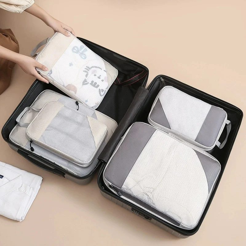 3-Piece Expandable Compression Packing Cube Set - Lightweight Travel Organizers