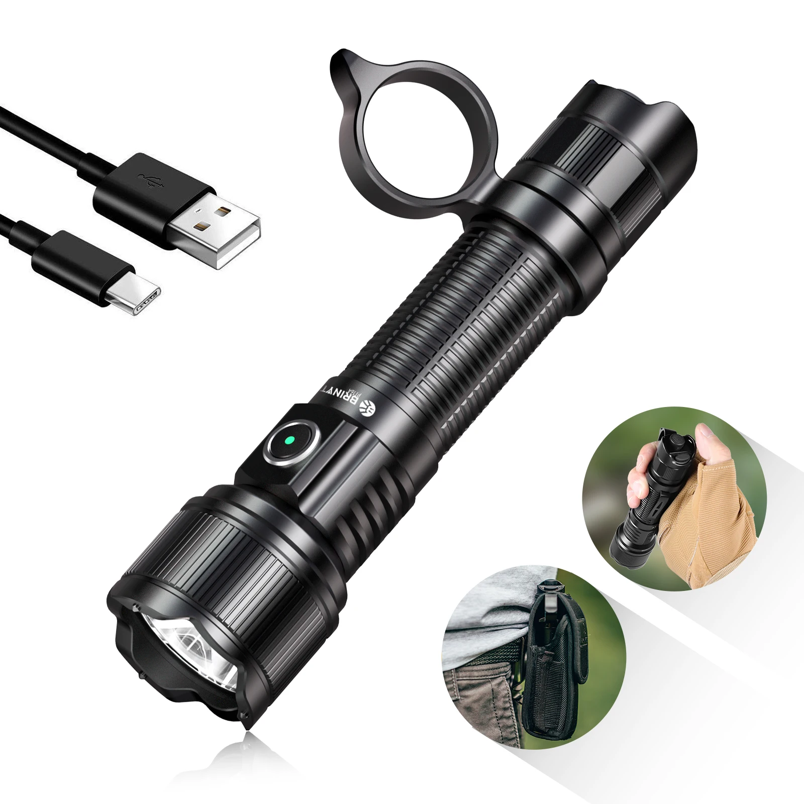 

Brinyte PT16A Flashlight 3000 Lumens Powerful Hunting Searchlight Army Military Tactical Flashlight Rechargeable LED Torch Light