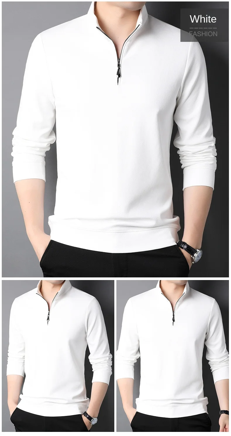 Polo da uomo con cerniera di lusso di marca di moda di alta qualità di nuova moda da uomo casual tinta unita coreano tinta unita a maniche lunghe abbigliamento da uomo 2023_voghion.com