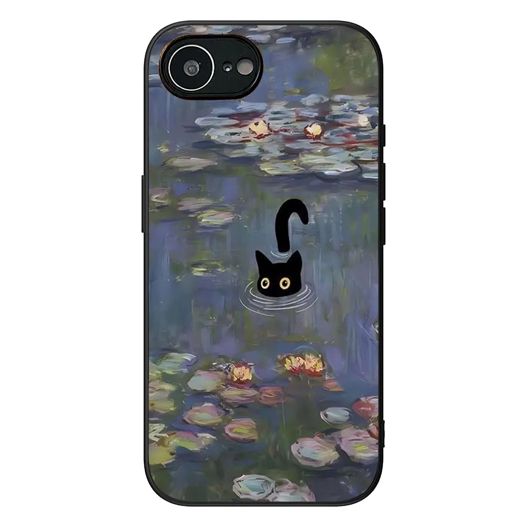 Claude Monet Impressionism Waterlily Cat Art Phone Case Cover