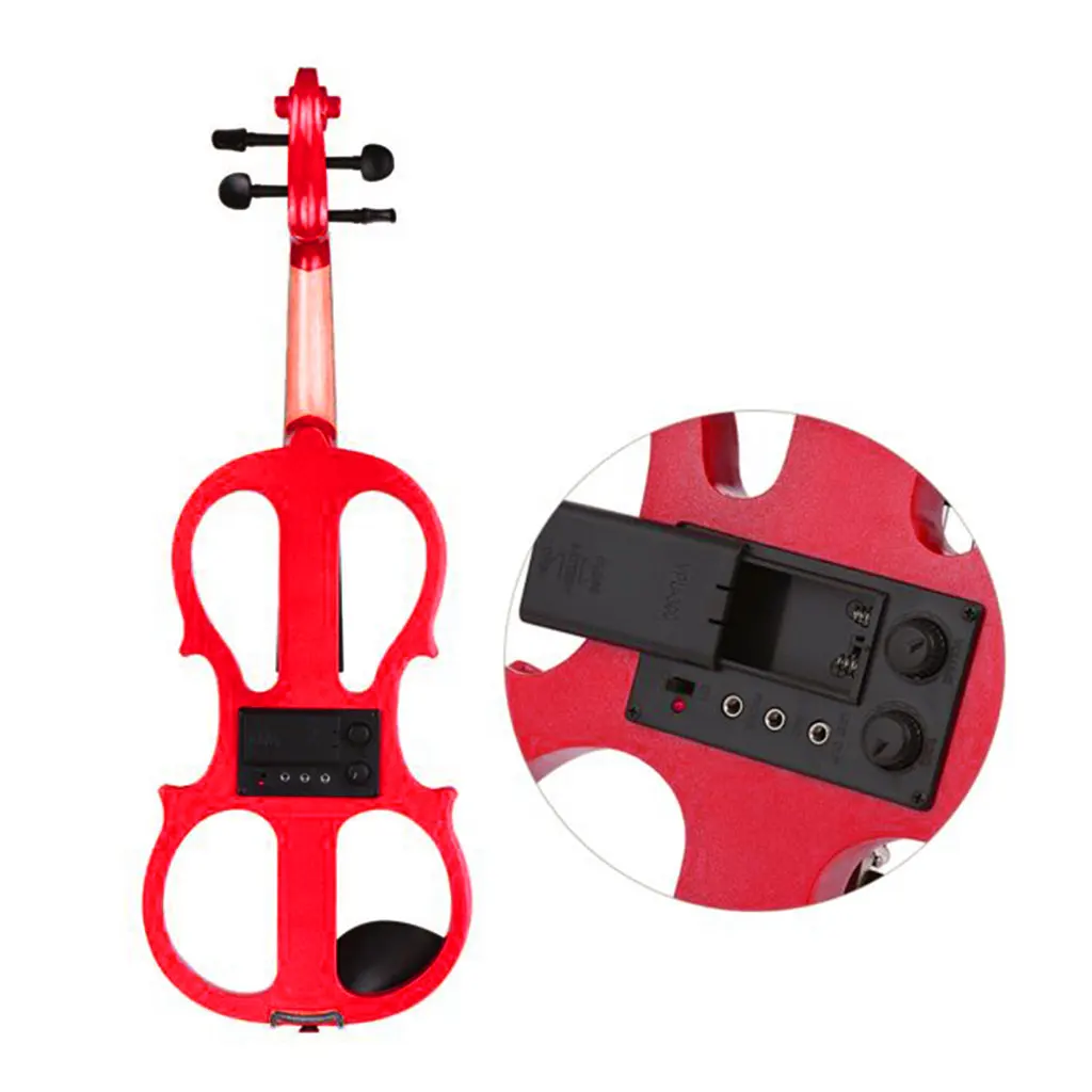 Silent Violin 4/4 Size Electric Solid Wood Ebony Parts Pieoz Transducer Preamp With Cable Case KIT