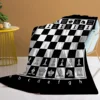 Chess Board Flannel Fleece Throw Blanket Grid Checkered Pattern Warm Lightweight Bed Couch Blanket Black and White 2