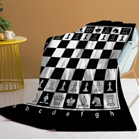 Chess Board Flannel Fleece Throw Blanket Grid Checkered Pattern Warm Lightweight Bed Couch Blanket Black and White 2