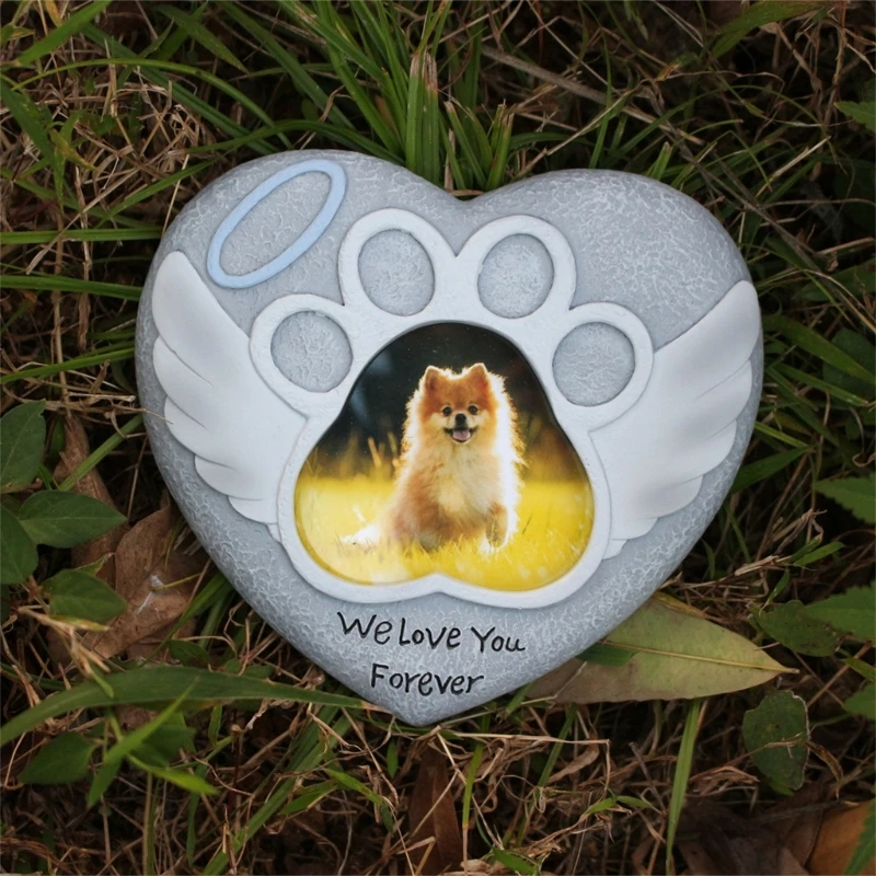 Heart Pet Grave Souvenir Resins Pet Tombstones Memorials Stone for Yard or Indoor Use