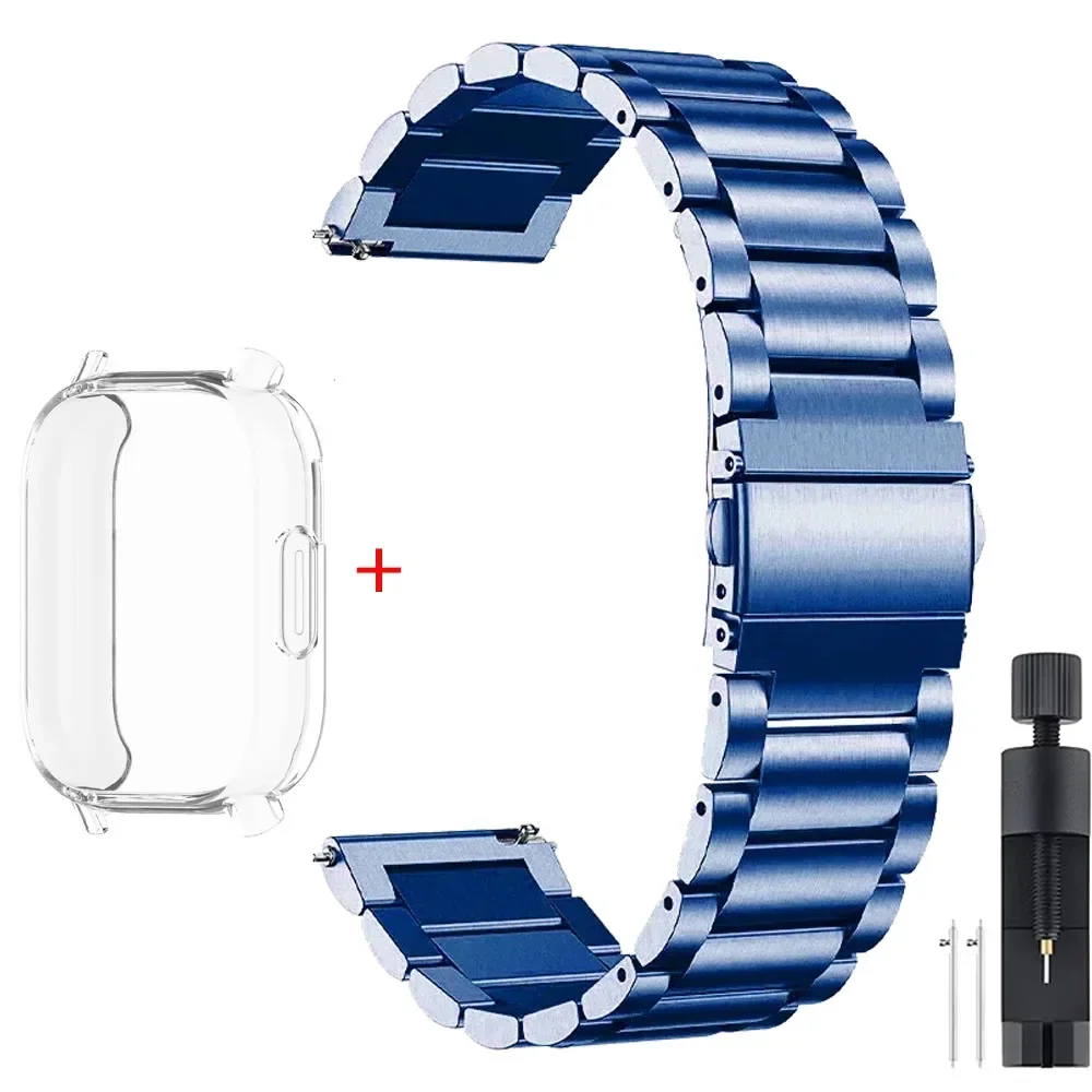 Luxury Metal Strap with TPU Soft Case for Premium Smartwatches - Stainless Steel Watchband Correa