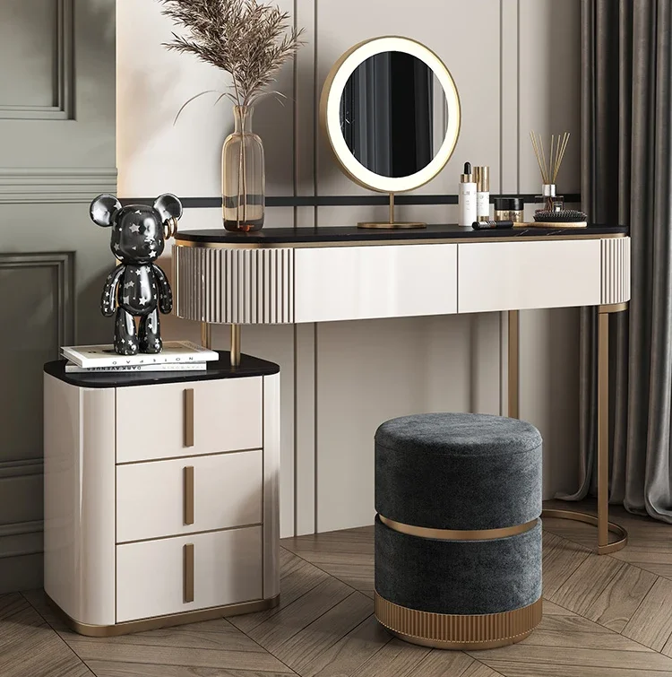 

Light luxury slate dresser, storage cabinet, integrated bedroom, modern and simple small apartment dressing table