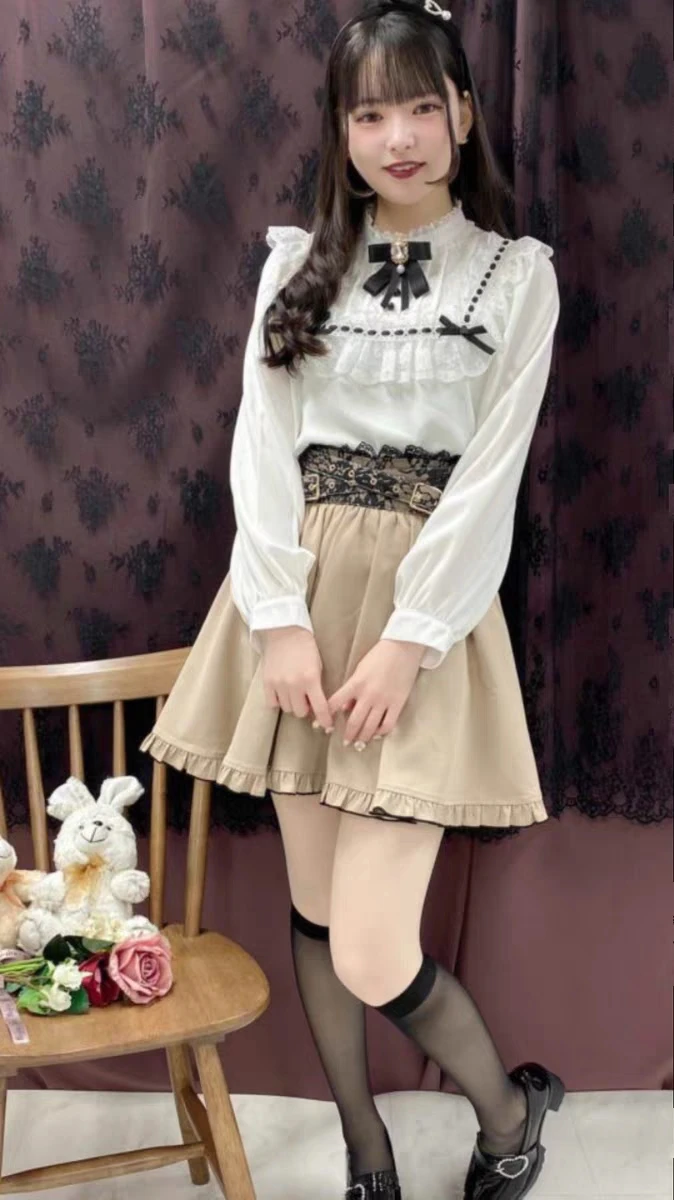 일본 광산 소녀 로지타 셔츠, 귀여운 활 레이스 패치워크 긴팔 셔츠, 용수철 및 여름 블라우스