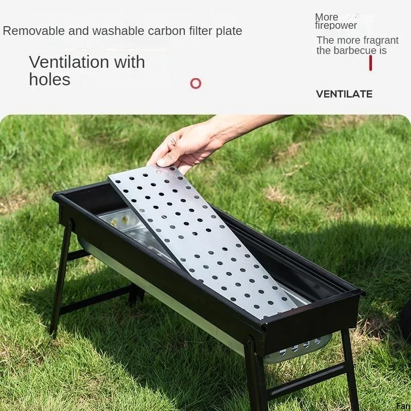Barbecue Grill Portable Charcoal Charcoal Grill Outdoor Camping Smokeless Barbecue Home Folding Small Grill 4
