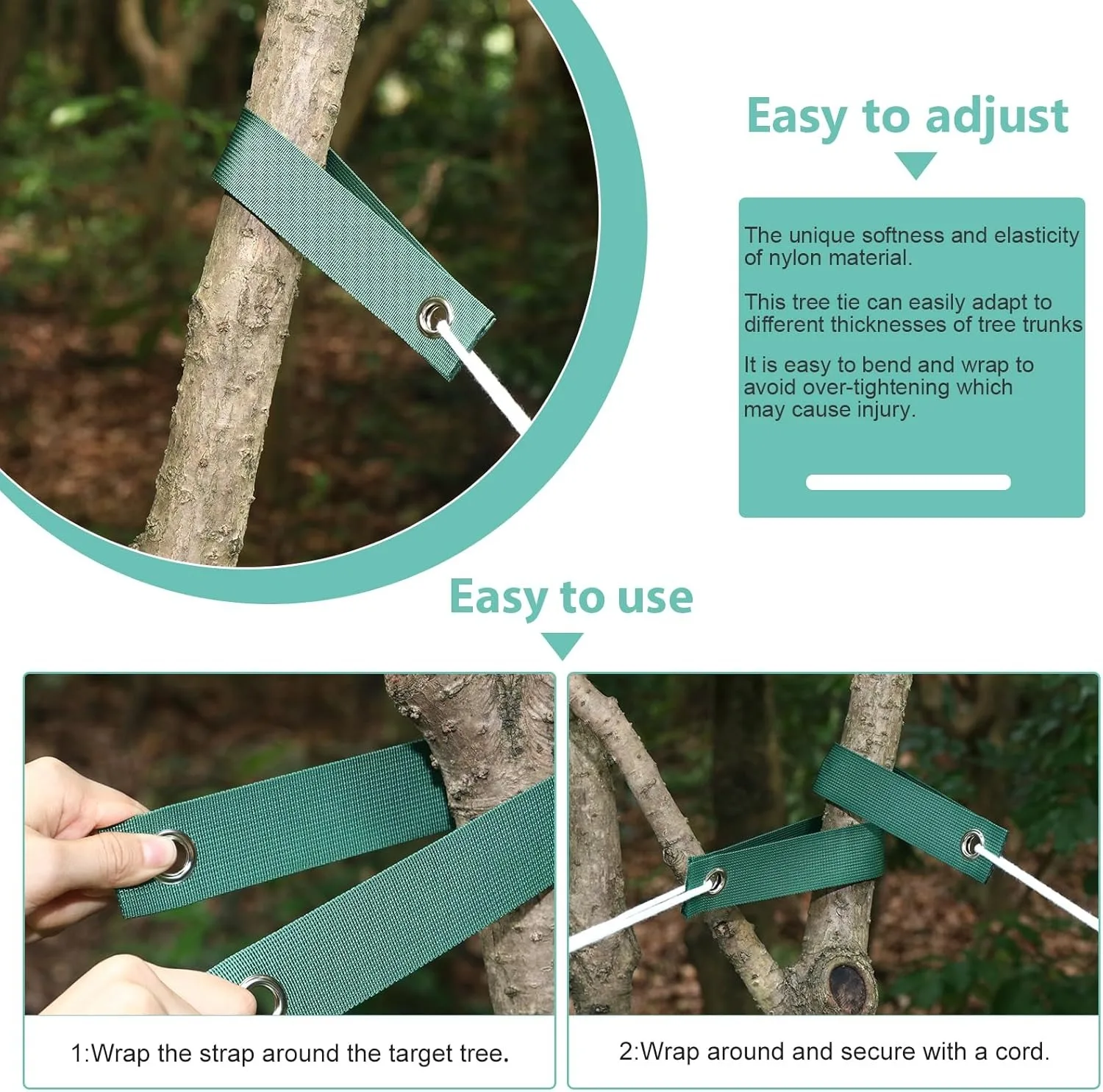 10Pcs Tree Straps for Staking Storm Protection 15.7 inch Leaning Trees with Grommets Heavy Duty Windproof Straightening Ties