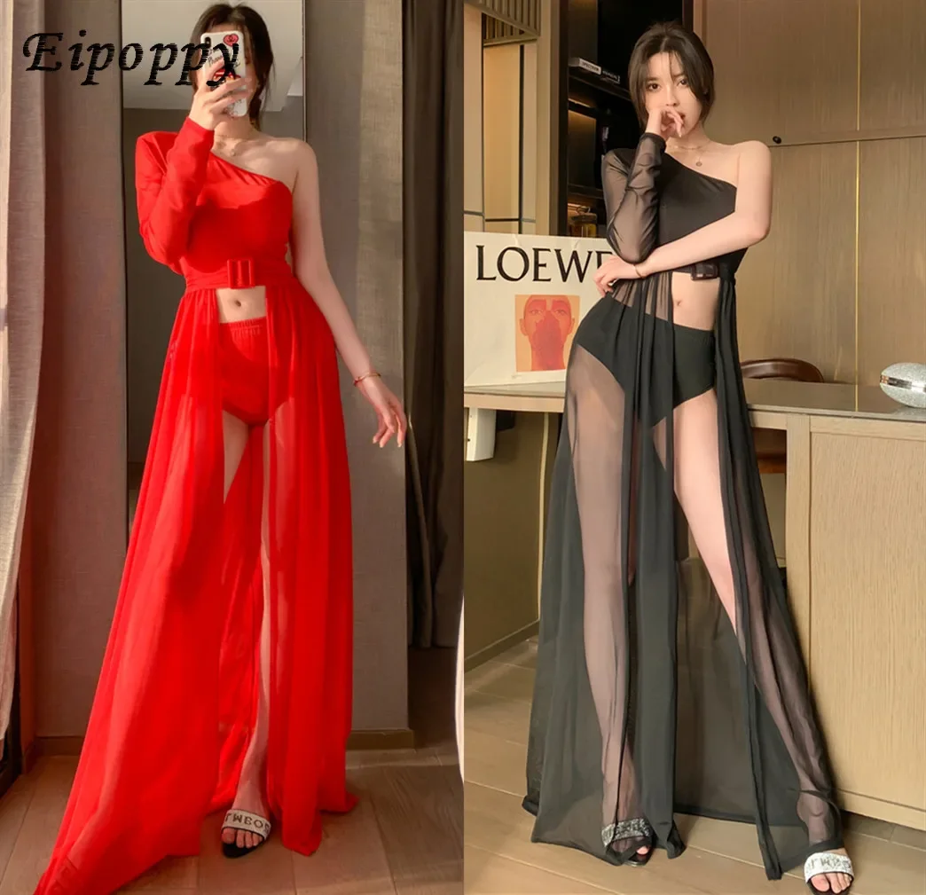 

Night Bar Female Singer Costumes Sexy Black Temperament Mesh Trailing Stage Suit
