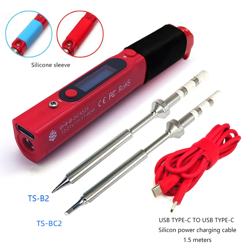 Pine64 Intelligent Portable Mini Smart Soldering Iron With Type-c to Usb C Silicon Power Charging Cable For Pinecil-bb2 hot stapler plastic welder Welding Equipment