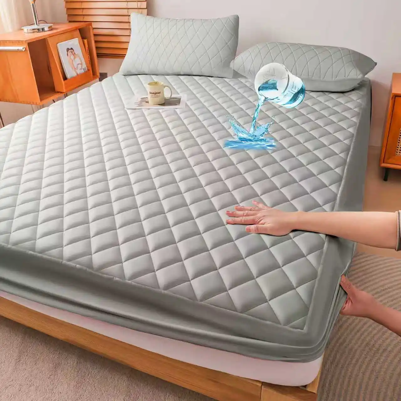 Vue de la surface imperméable du protège-matelas