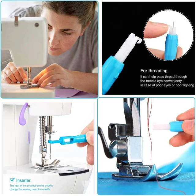 Sewing Machine Needle Inserter Threader Stitch Insertion Tool Automatic Threader Quick Sewing Threader Needle Changer Hold 4