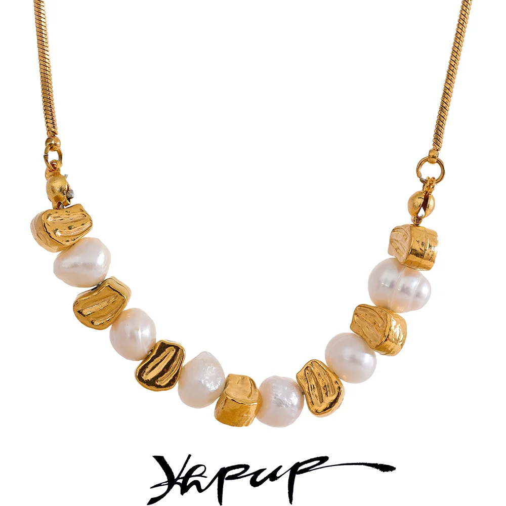 Yhpup Pearl Chain Necklace Bracelet Bangle