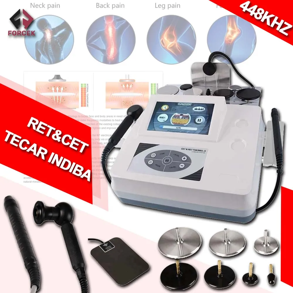 2 In 1 Tecar 치료 기계 무선 주파 물리 치료 448KHZ 체중 감소 기계 바디 파이 용 용량 성 CET RET RF Indiba