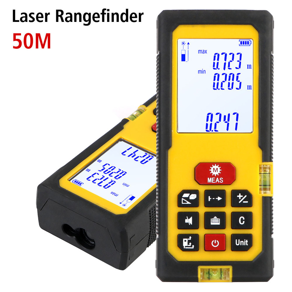 Indoor 50M Handheld Electronic Gauge Infrared Measurer Laser Distance Measure Distance Area Volume Precision Laser Rangefinder