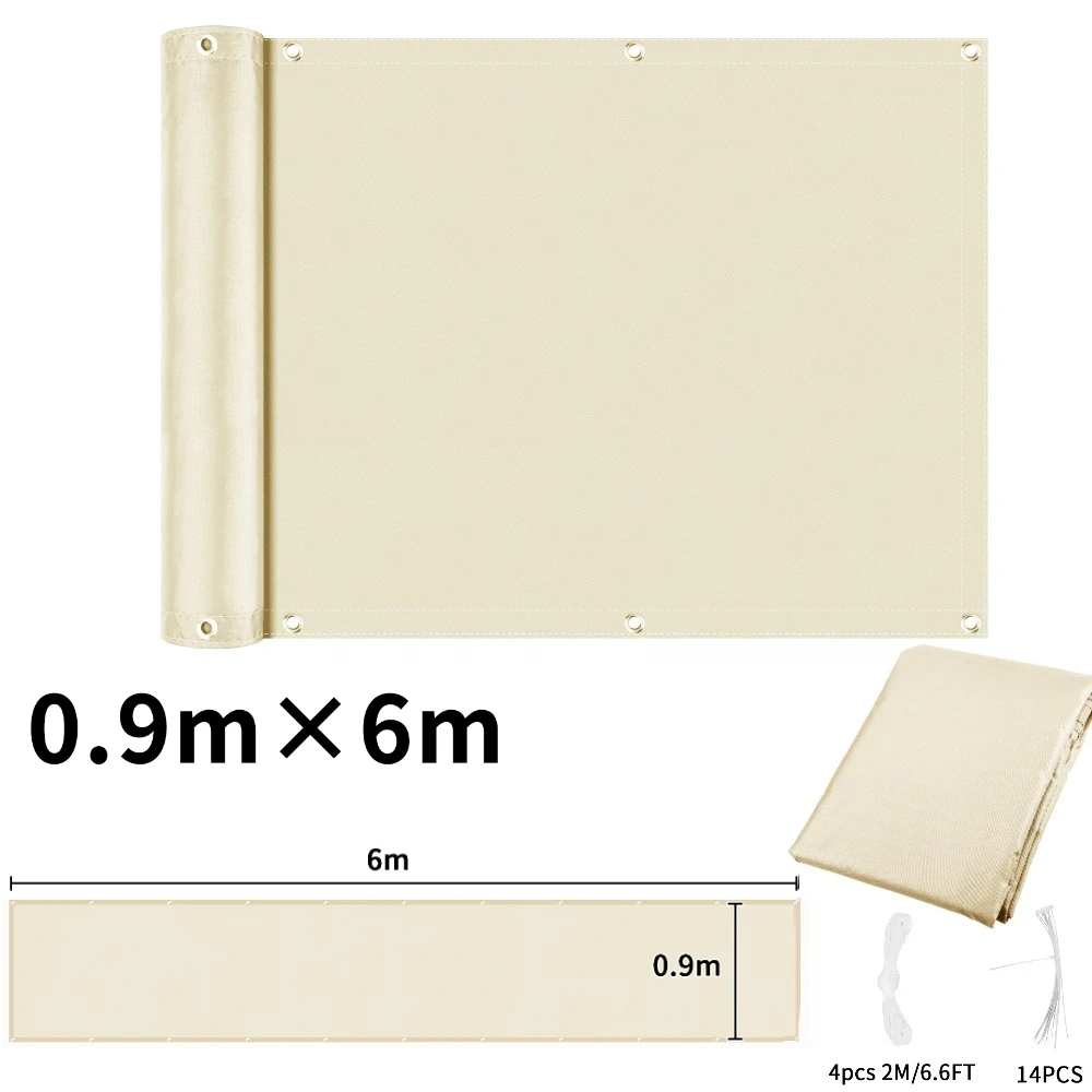 Waterproof UV-Protection Balcony Privacy and Sunshade Screen with Grommets