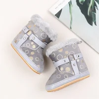 Baby Winter Boots Dot Print Thick Warm Soft Sole Anti-Skid Fuzzy Shoes for Infant Boys Girls 4