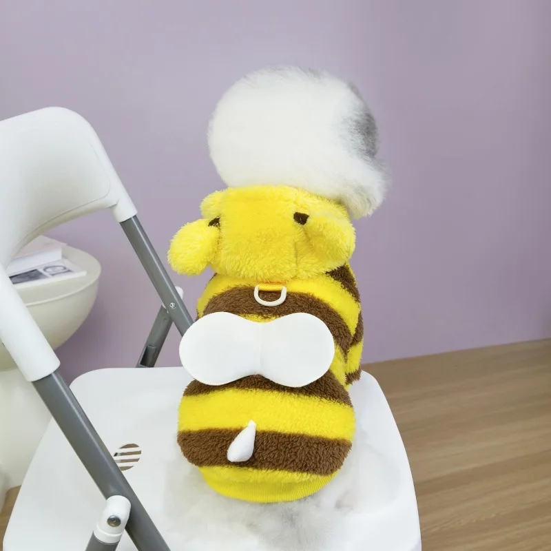 강아지 애완동물 옷 벌 스타일 플러시 코스튬 따뜻한 옷 강아지 스웨터 소형견용 애완동물 옷 가을 겨울 플러시 고양이 옷