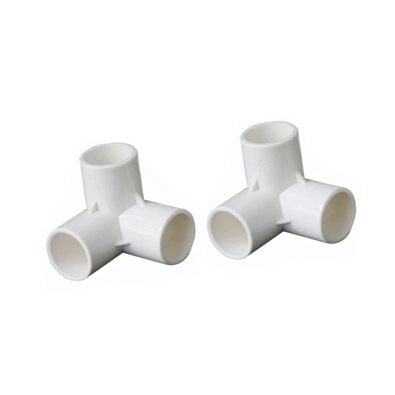 2pcs PVC 3 Way Elbow Fittings 90 Degree Water Pipe Adapters Corrosion Resistant Fittings Suitable for homes & Garden Use B03E