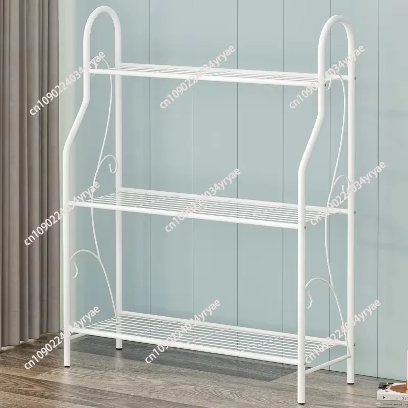 Ironwork Plant Shelves Balcony Flower Stand Multi-Layer Planters for Indoor Outdoor Plants