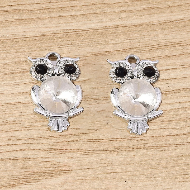 10 Stück 13x25mm Cartoon Tier Charms Kristall Eule Charms Anhänger für Schmuckherstellung Tropfen Ohrringe Halskette DIY Handwerk Zubehör – Detail 8