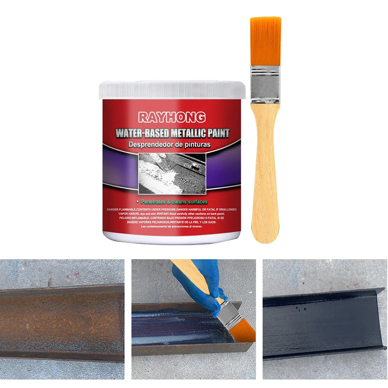 100g Metal Rust Remover Rust Converter Car Metallic Paint with Brush for Car Chassis Converter for indoor outdoor