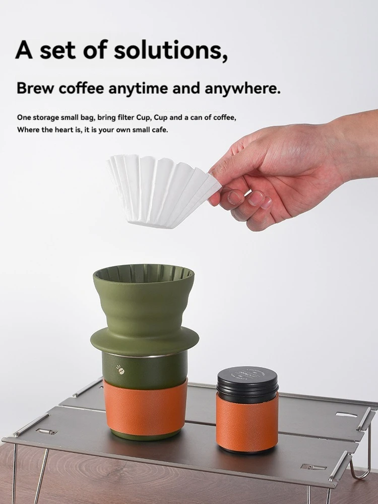 طقم قهوة تخييم سيليكون محمول