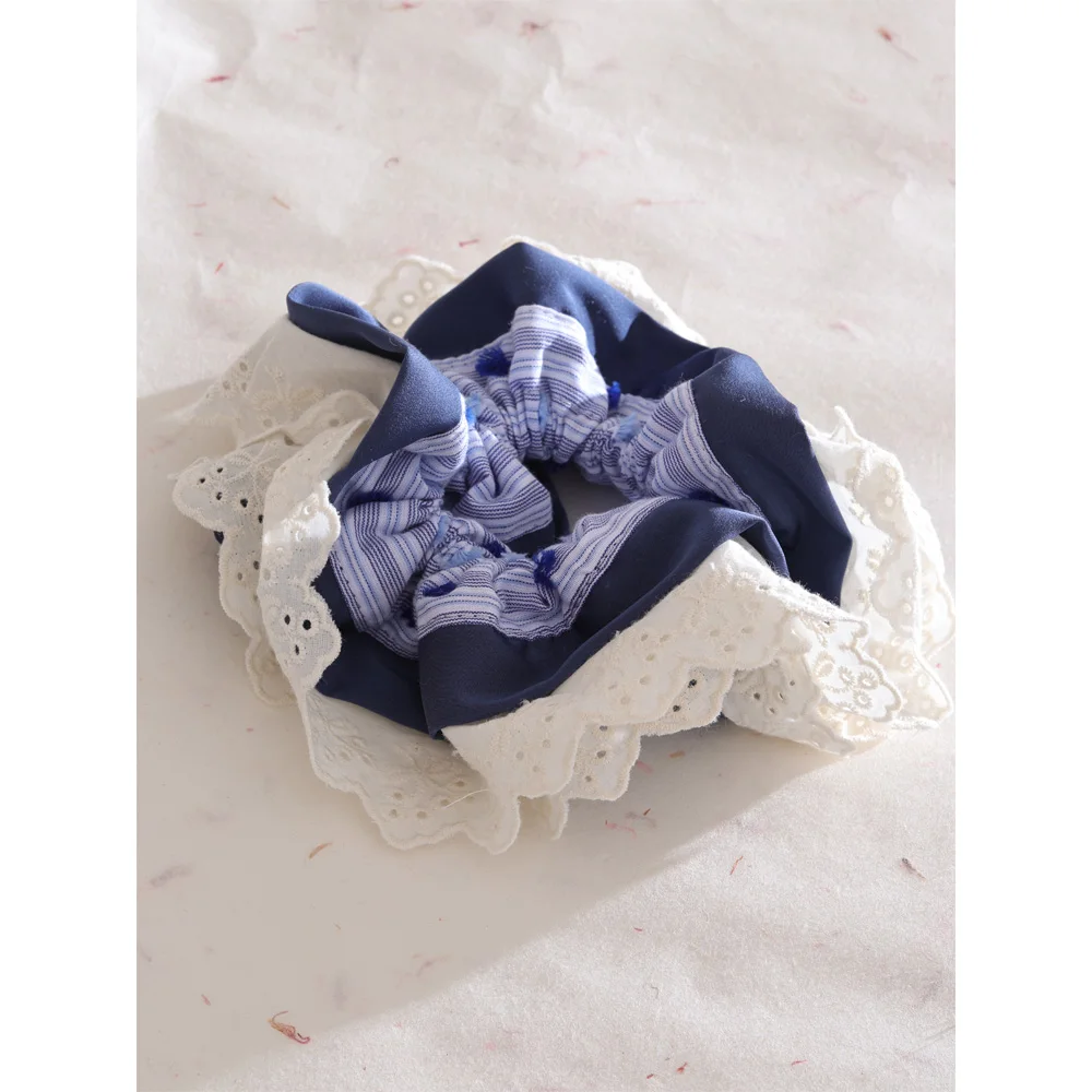 Yhpup Summer Embroidered Flower Lace Hair Scrunchies Headbands