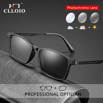 CLLOIO UltraLight Titanium Temple Anti Blue Ray Reading Glasses 1.56 Index Photochromic Myopia Prescription Progressive Glasses
