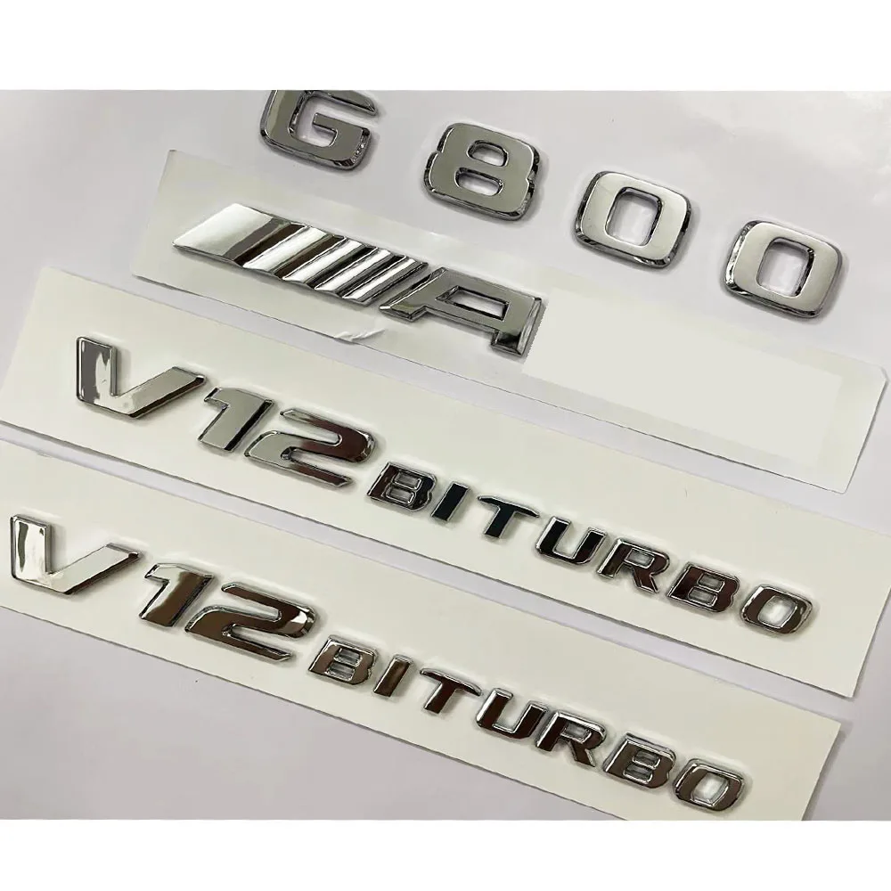 Adesivo Per Lettere Con Badge Cromato 3D Per Auto Argento Per Mercedes Benz Amg G800 V12 Biturbo