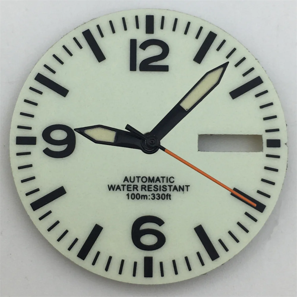 29mm Black and White Full Luminous Dial with Green Luminescence