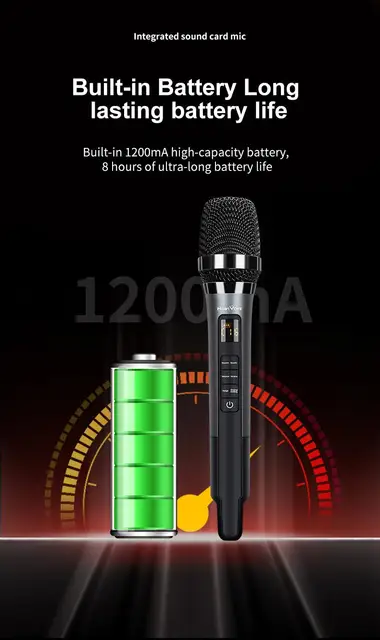 Mobile karaoke singing microphone H20 with sound card for live streaming, entertainment karaoke, supports sound return headphone