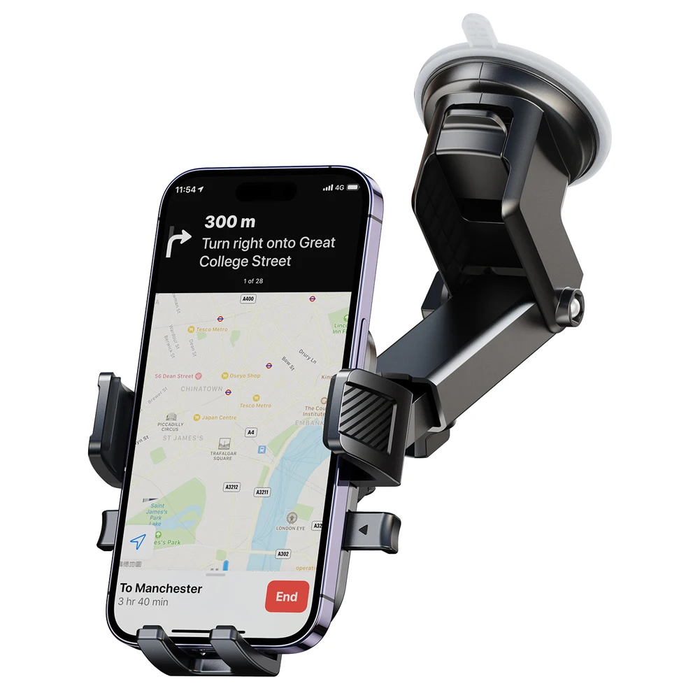 차량용 휴대폰 거치대, 360도 회전 GPS 지원, 대시보드 및 앞유리용 휴대폰 홀더 (4.7-6.8인치 스마트폰 호환)