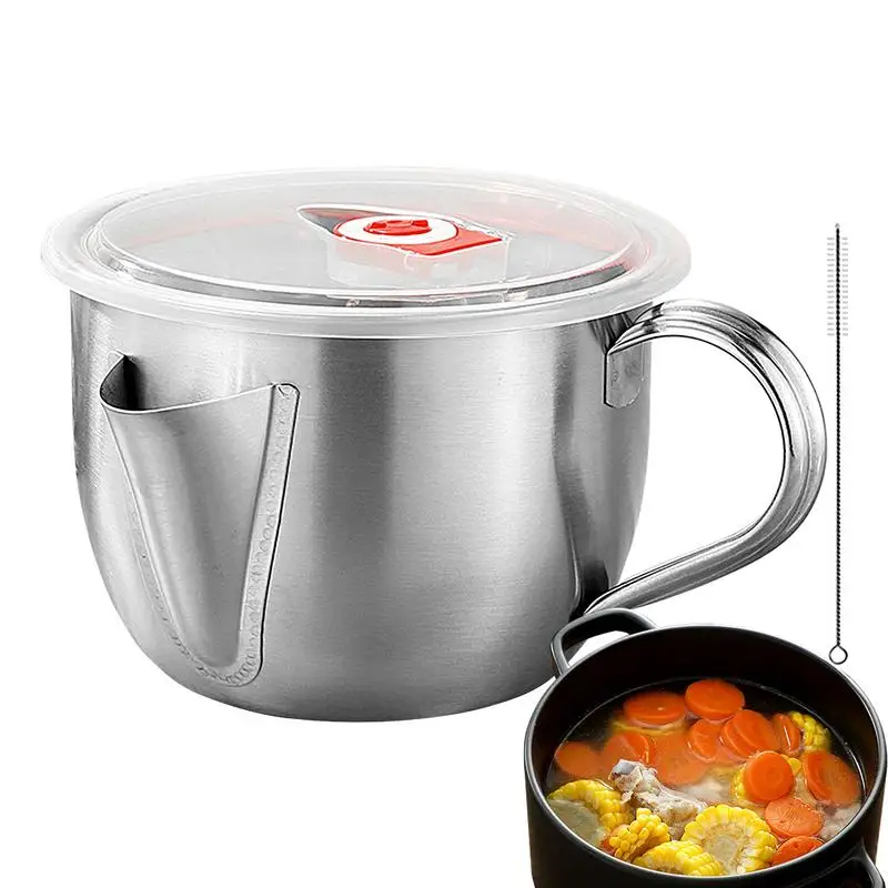 

ML Multiuse Stainless Steel Gravy Oil Soup Fat Separator Grease Oiler Filter Strainer Bowl Home Kitchen Cooking Tools 40p