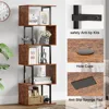 6-Tier Bookshelf, Tall S-Shaped Geometric Bookcase, Industrial Freestanding Display Shelf Unit, Wood Divider for Living Room 6