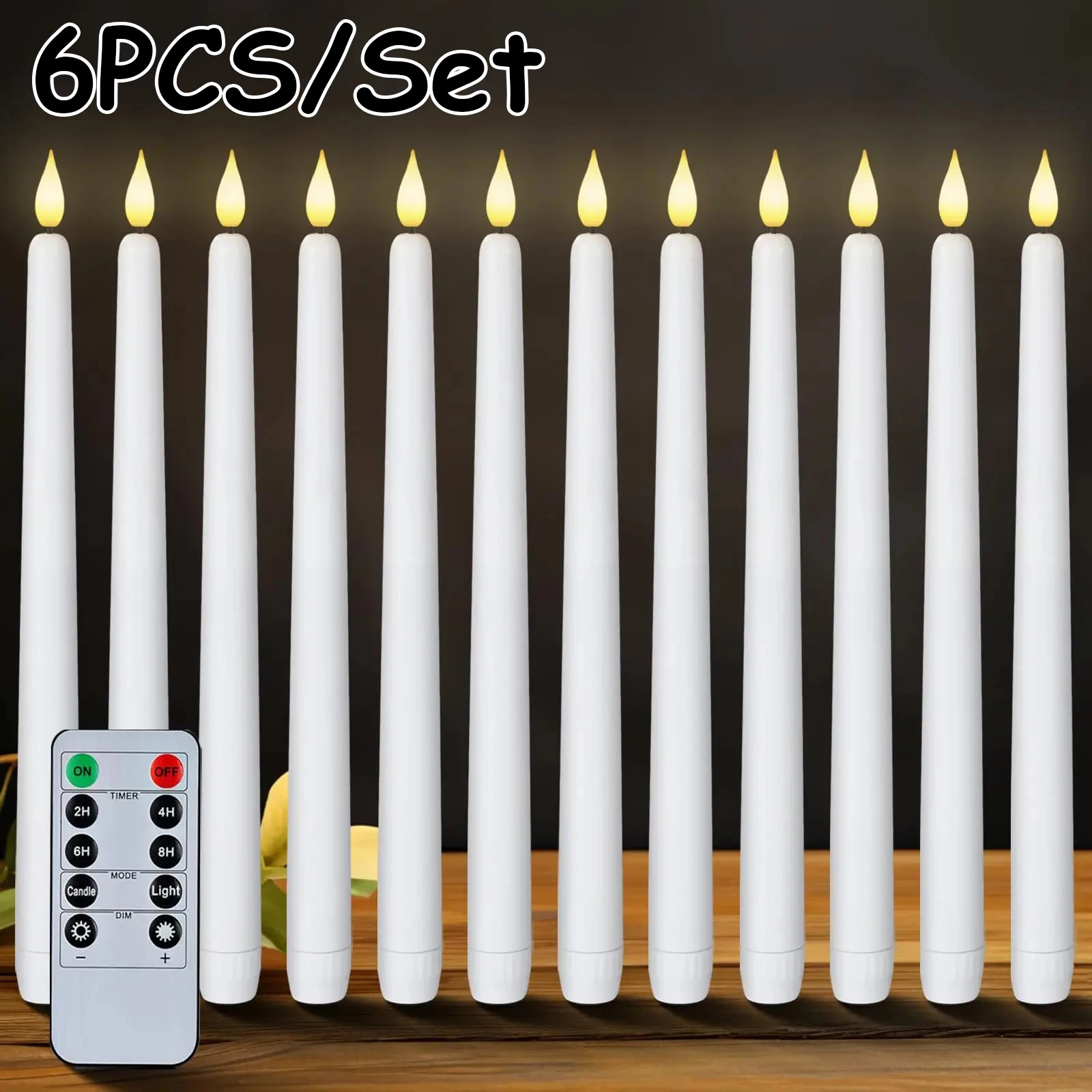 6PCS/1Set LED Candles Flameless Battery Operated Candlesticks Realistic Flickering Flame Christmas Wedding Home Decor