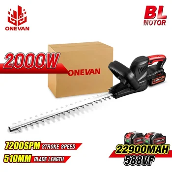 ONEVAN 브러시리스 전기 헤지 트리머, 무선 트리머, 가지 치기 톱, 잔디 예초기 정원 도구, 마키타 18V 배터리용, 2000W