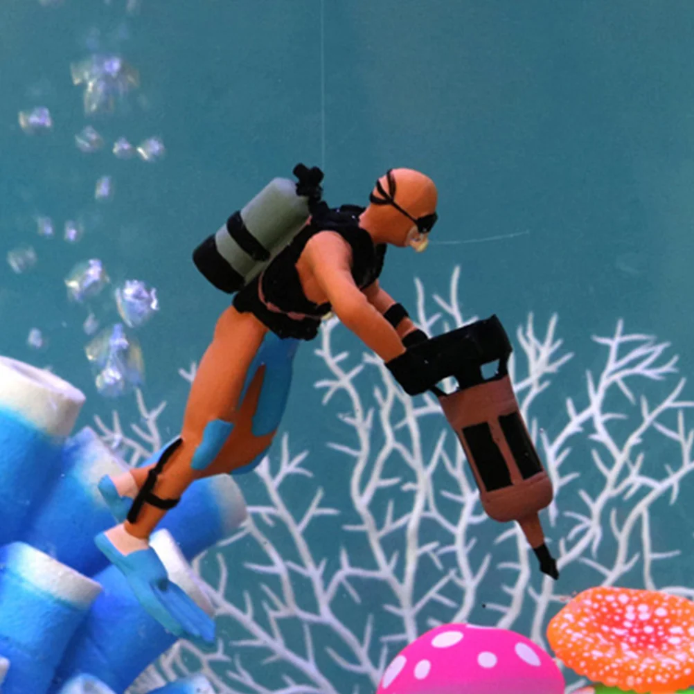 

2 Pcs Diver Model Aquarium Decor Figurine Floating for Fish Tank Small Decorations Plastic Simulated Landscape Ornament