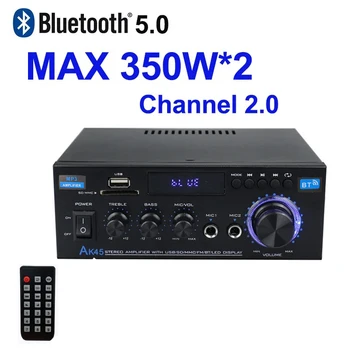 AK45 HiFi Digital Bluetooth Amplifier Audio MP3 Channel 2.0 Power Audio AMP stereo Home Automotive Cars for MAX 350W Speakers * 2 1