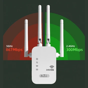 Dual-Band 2.4G 5G WiFi Repeater Signal Booster WiFi Extender 802.11bgn Gigabit Router with WPS EU/US Plug Type WiFi Amplifier 3