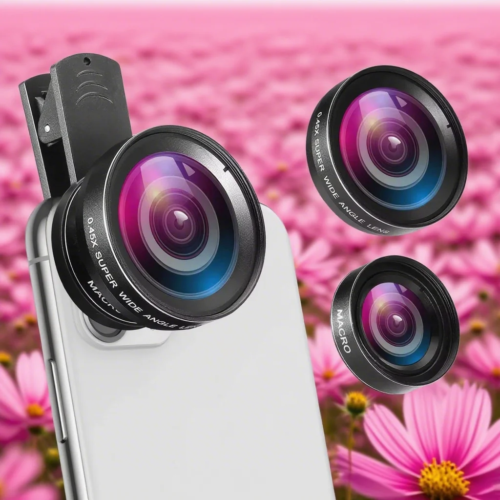 2IN1 Lens Camera Mobile Phone Lens 0.45X Wide-Angle Live Streaming Universal Clip for Various types