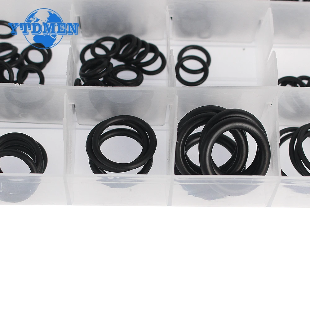 225PCS Rubber O Ring Oil Resistance O-Ring Washer Gasket Seals Watertightness Assortment Different Size with Box Kit