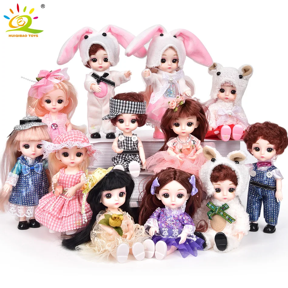 

HUIQIBAO 6inch 1/12 BJD 13 Moveable Jointed Baby Makeup Doll Naked Nude Body with Clothes Dress Fashion Toys For Children Girl